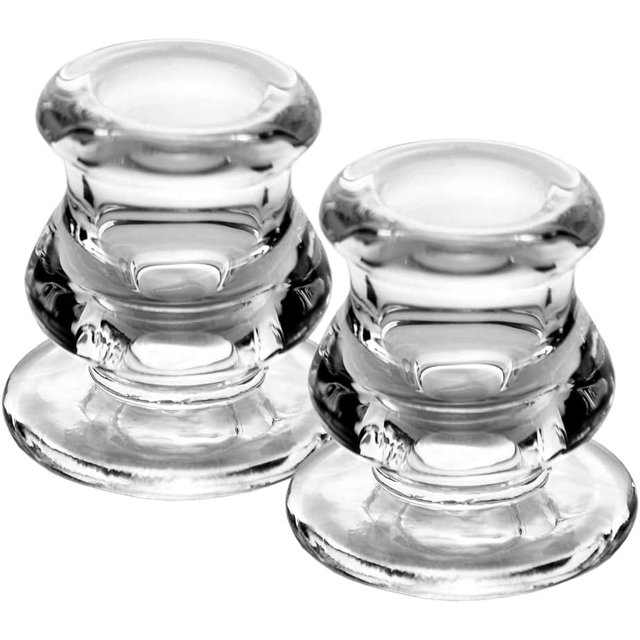 Juego de 2 candelabros cónicos de vidrio para decoración del hogar, la mesa de la boda o la fiesta