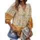 thumbnail image 3 of Sunloudy Blusa de primavera para mujer, camisa bohemia con cuello en V y flores de manga 3/4 con cuello en V, blusas sueltas estilo suéter de otoño para mujer Sunloudy  moda, 3 of 10