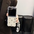 thumbnail image 3 of Case for Samsung Galaxy Z Flip 6 (2024),Cute Beautiful Rhinestone Love Heart Design Phone Protective Cover with Pearl Wrist Chain for Girls Women (with Chain), 3 of 9