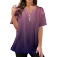 thumbnail image 1 of T-Shirts Femmes Plus Mode Décontractée Imprimé Floral Boutonné Manches Courtes T-Shirt - Hontri, 1 of 5