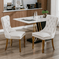 thumbnail image 6 of Tcbosik Dining Chairs Set of 2, Upholstered Velvet Accent Chair with Button Tufted Back, Living Room Chair with Metal Legs for Home, Kitchen, Bedroom, Beige & Gold, 6 of 11