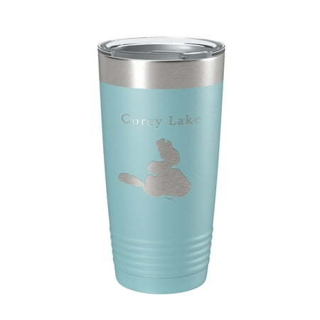 

Corey Lake Map Tumbler Travel Mug Insulated Laser Engraved Coffee Cup Michigan 20 oz Light Blue