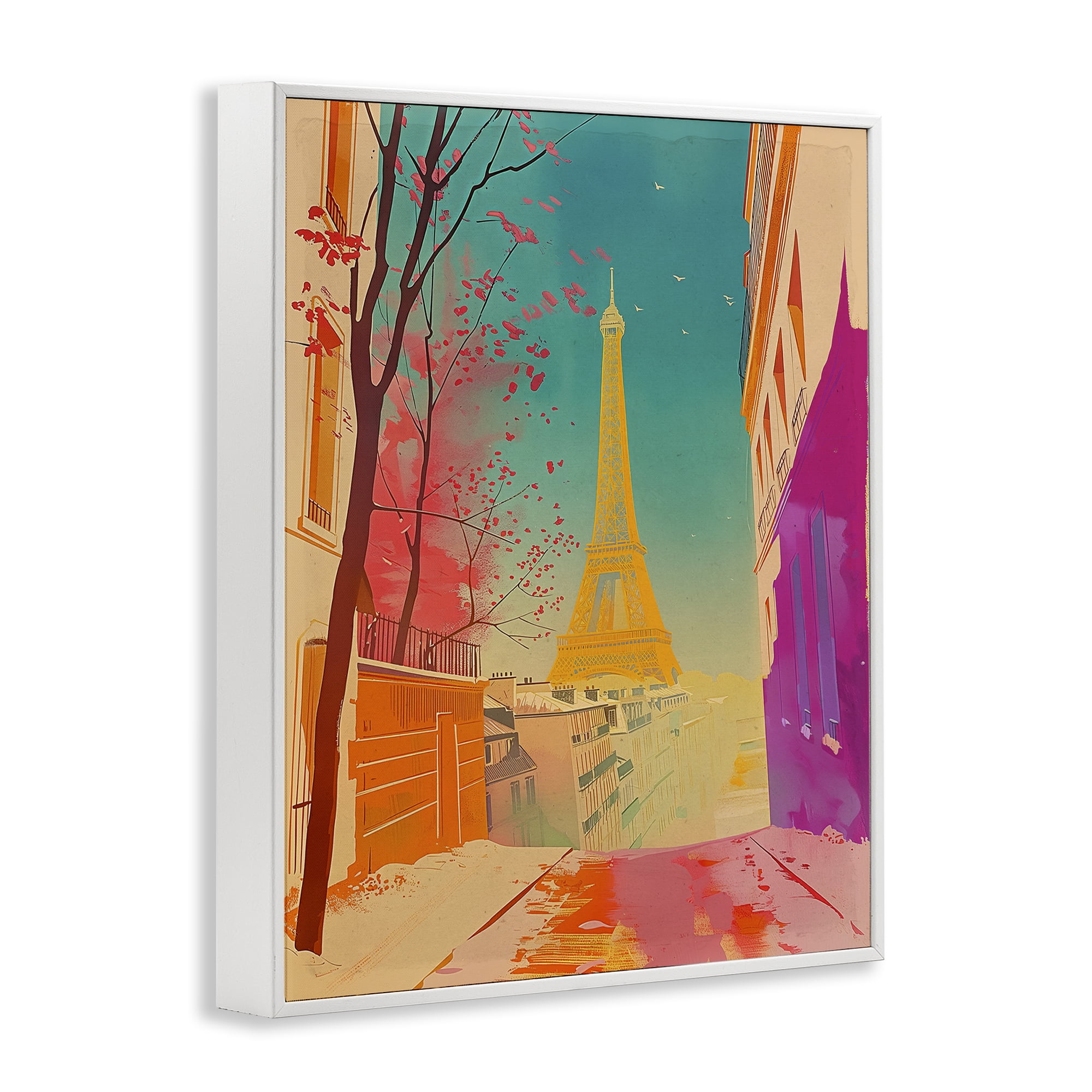 Stupell Industries Abstract French View Town & City Painting White Framed Art Print Wall Art, 24 x 30