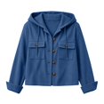 thumbnail image 4 of Corduroy Jackets For Women Vintage Button Down Cropped Jacket With Hood Drawstring Fall Winter Coats With Pockets, 4 of 4