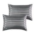 thumbnail image 1 of Funda de almohada de de seda para el cabello y piel Rayas súper suaves Funda de almohada cómoda para el dormitorio Casa Hotel Boda a , gris Sunnimix Funda de almohada larga, 1 of 8