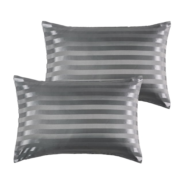 Funda de almohada de de seda para el cabello y piel Rayas súper suaves Funda de almohada cómoda para el dormitorio Casa Hotel Boda a , gris Sunnimix Funda de almohada larga