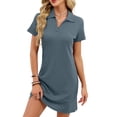 thumbnail image 2 of Women T Shirt Summer Dress Casual Business Mini Loose V-Neck Short Sleeve Dresses Blue XXL, 2 of 10