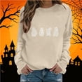 thumbnail image 2 of Halloween Sweatshirt for Women Dressy Rhinestone Ghost Pumpkin Pullover Crewneck Long Sleeve Tops Loose Fit Soft Funny Holiday Tees, 2 of 5