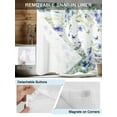 thumbnail image 3 of No Hook Cloth Fabric Shower Curtain with Snap in Liner, Leaf Butterfly Waterproof Shower Curtains Set with See Through Top Window, Watercolor Sage Green Purple Floral Bath Curtains Shower 72"x84", 3 of 6