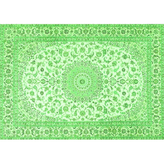 Ahgly Company Indoor Rectangle Medallion Green Traditional Area Rugs, 4' x 6'