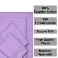 thumbnail image 7 of 4 Piece Zipper Sheet Set Includes (1 Zipper Fitted Sheet, 1 Flat Sheet And 2 Zipper PillowCase) with 10 Inch Deep Pocket 800 TC 100% Egyptian Cotton Solid Lillac Color Twin Size, 7 of 7
