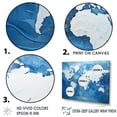 thumbnail image 3 of Designart "Majestic Blues On The World Map I" World Map Canvas Wall Art, 3 of 7