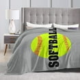 thumbnail image 3 of Blanket Softball Baseball in Grey Throw Blanket Ultra Soft Velvet Blanket Lightweight Bed Blanket Quilt Durable Home Decor Fleece Blanket Sofa Blanket Luxurious Carpet for Men Women Kids, 3 of 6