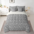 thumbnail image 2 of Feelyou Women Damask Floral Comforter Set 7pcs, Sliver Gothic Crow Queen Bedding Sets, 2 of 8