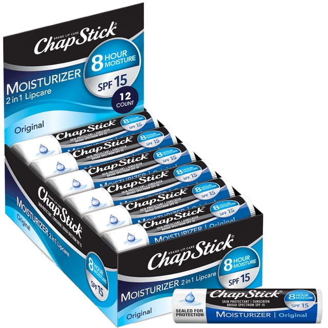 Bálsamo labial ChapStick Hidratante 2 en 1 para labios SPF 15 x12