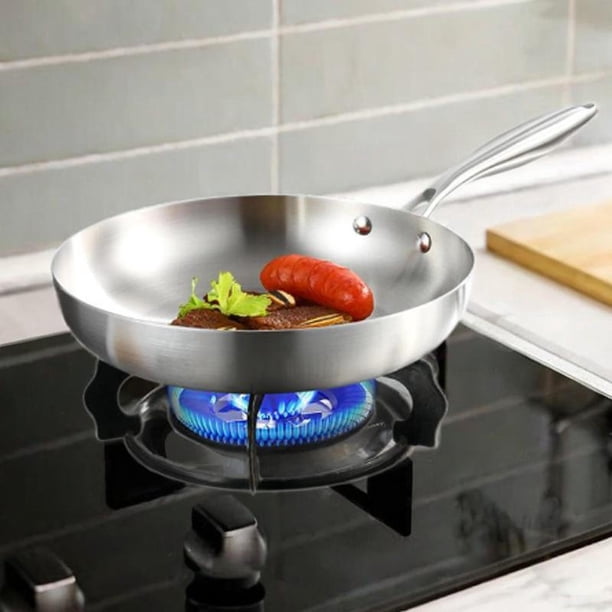 Sartén de acero inoxidable, sartén profunda, utensilios de cocina, olla para cocinar, sartén para carne para interior y exterior, todas las estufas, 28cm