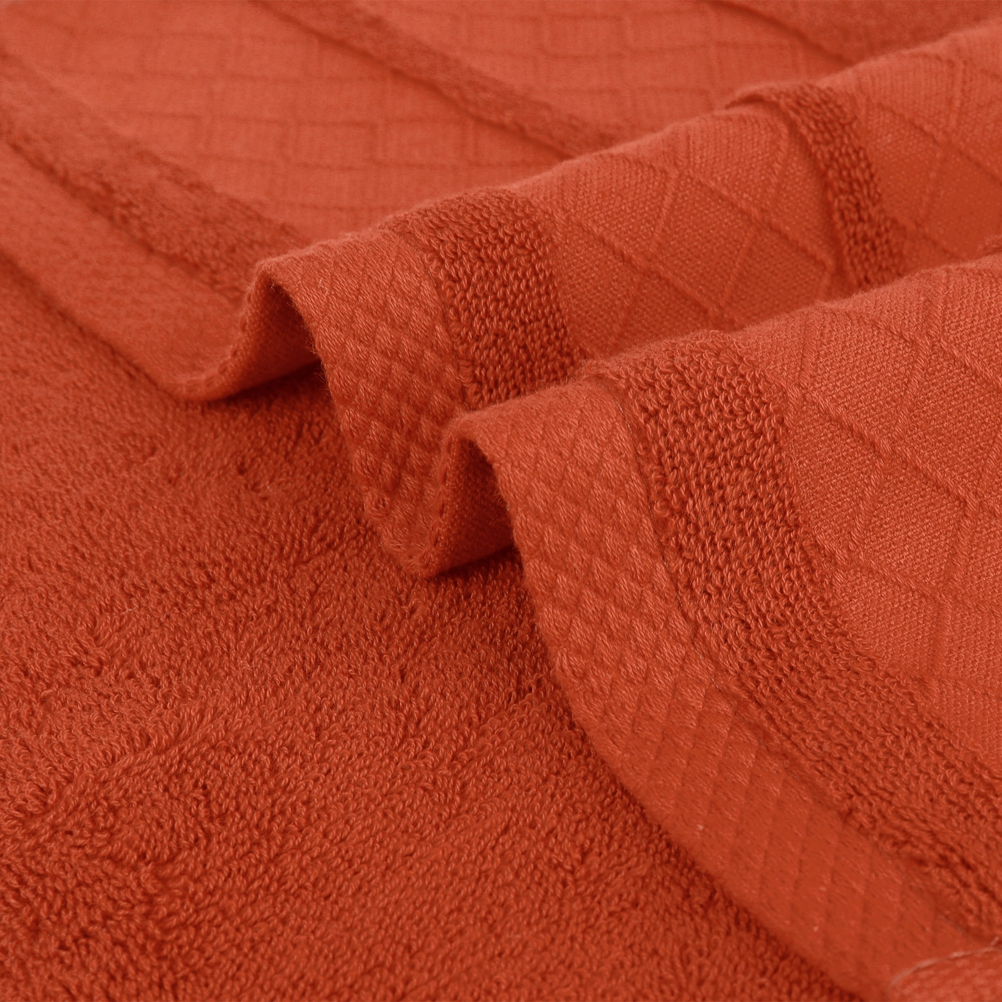 Unique Bargains Cotton Soft Hand Towels Geometry Pattern 4 Piece Coral