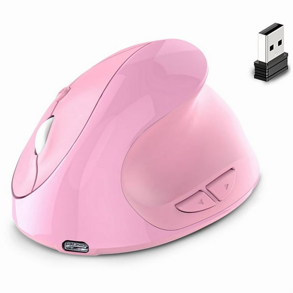 Rechargeable Dual Mode USB 2.4G Wireless   Bluetooth Mouse Vertical Ergonomic Optical Mice for Computer Notebook Pink