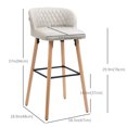 thumbnail image 3 of HOMCOM Bar Stool with Footrest PU Leather Kitchen Stools Set of 2 White, 3 of 10