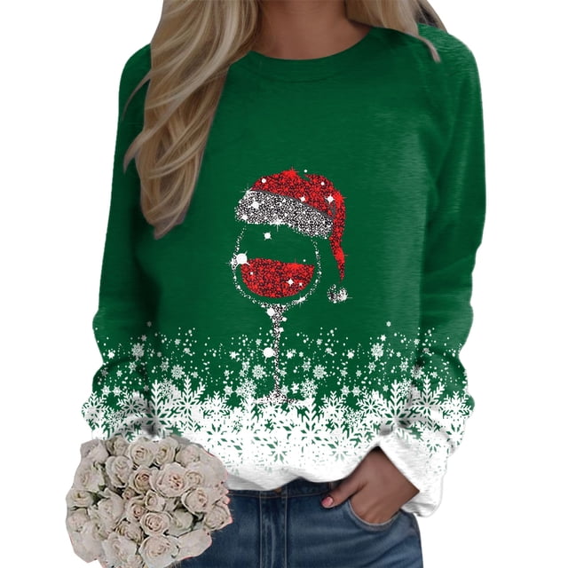 Kcodviy Chandail Décontracté de Noël pour Femmes, Col Rond, Imprimé, Style Bohème, Manches Longues, Ample