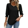 thumbnail image 4 of Fantaslook Blouses for Women Dressy Casual 3/4 Length Sleeve Womens Tops with Smocked Cuffs Fashion Shirts, 4 of 9