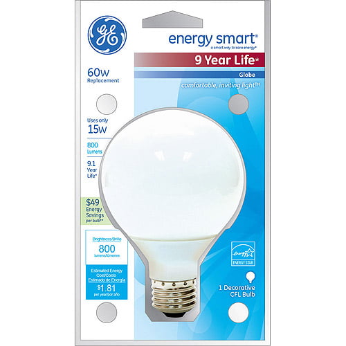 - 11 Years of Life 40-Watt Replacement 580 Lumen Set of 12 GE Lighting 68510 Energy Smart CFL Bulbs Soft White with Medium Base 10-Watt