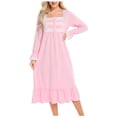 thumbnail image 1 of Pompotops Robe Décontractée pour Femme à Manches Longues, Col Carré, Mi-Mollet, Tenue de Détente pour la Maison en Solde, 1 of 5