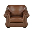 thumbnail image 2 of Boro 40 Inch Accent Chair- Brown Top Grain and Faux Leather- Solid Wood, 2 of 6