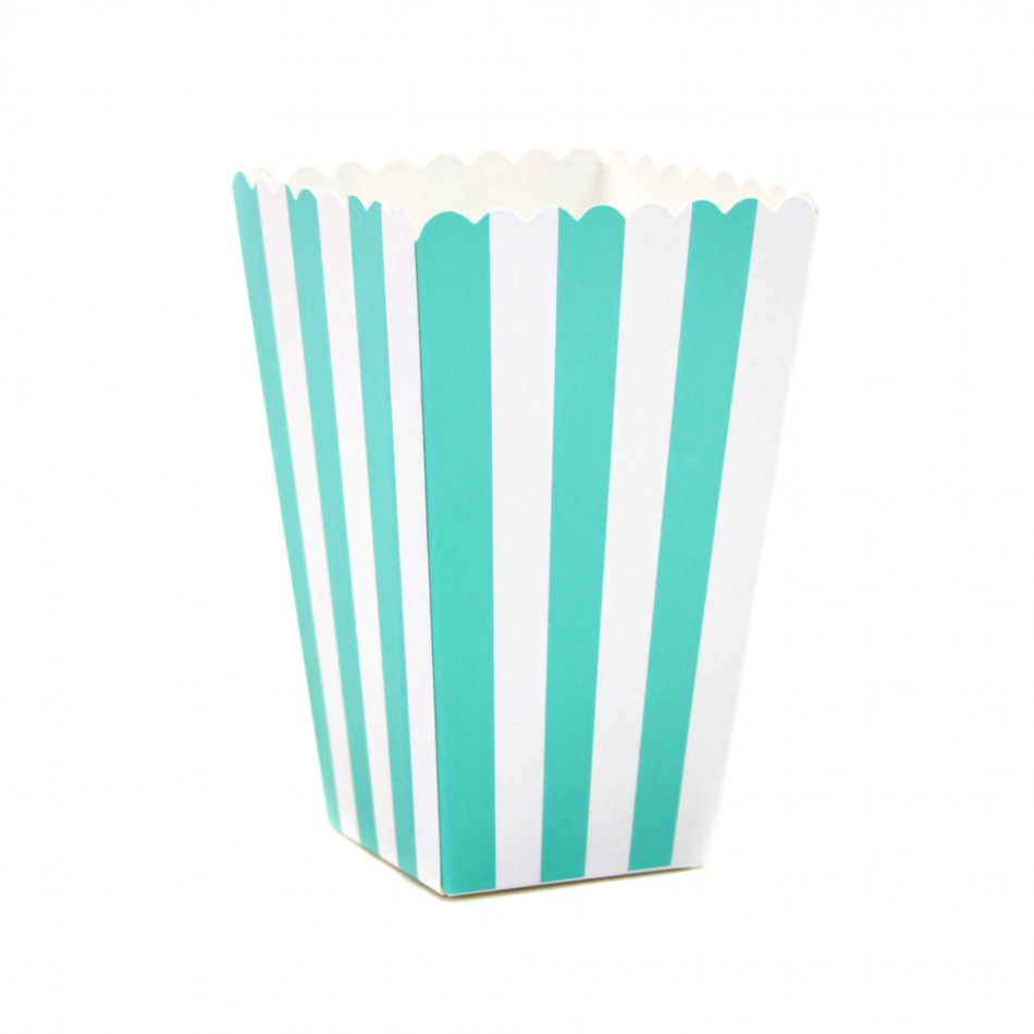 Dress My Cupcake 12Pack Party Popcorn Boxes, Striped, Diamond Blue
