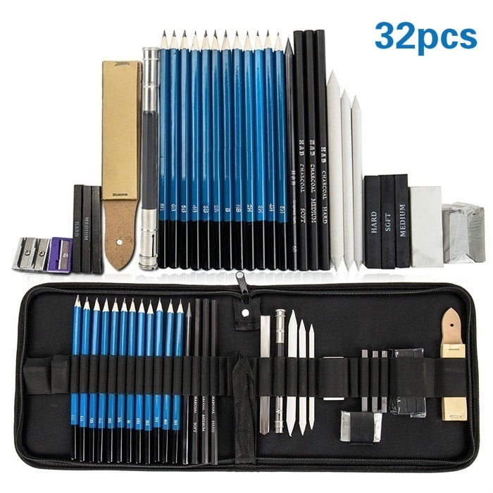 32Pcs Drawing Sketch Set Charcoal Pencil Eraser Art Craft Painting