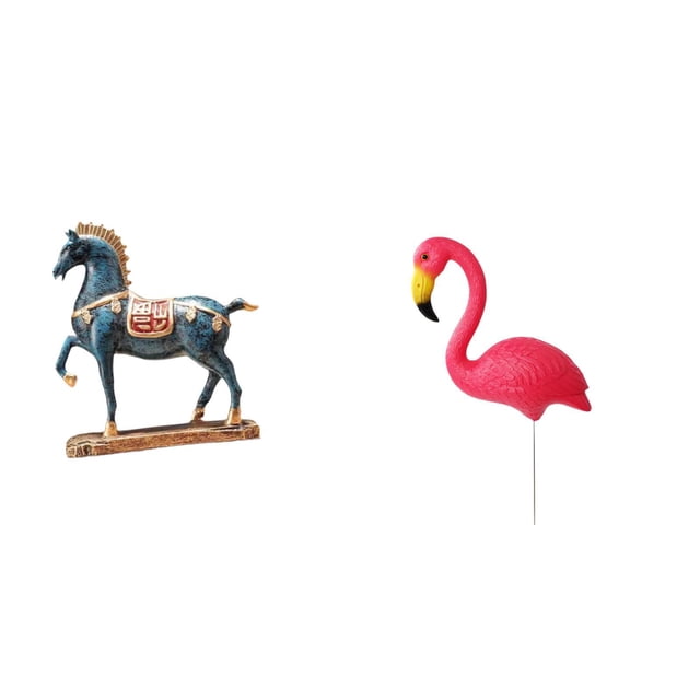 Escultura De Caballo De Pie Con Forma De Pájaro Para Escritorio, Sala De Estar, Estantería, Decoración Y Accesorios De Jardín De Hadas, Adorno Artístico De Flamenco Para Patio, Decoración