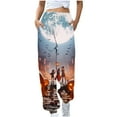 thumbnail image 2 of Womens Halloween Outfit Cotton Sweatpants Midweight Warm Cozy Elastic Waist Drawstring Loose Sports Pants (S, Multicolor 11), 2 of 4