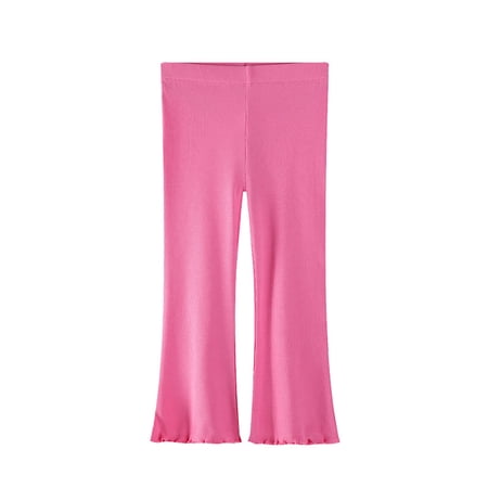 GBSYEWXS Trousers For Girls Children Flare Solid Color Full-Length Skinny Leggings Elastic Waist Casual Pink Pants Size 12-24 Months
