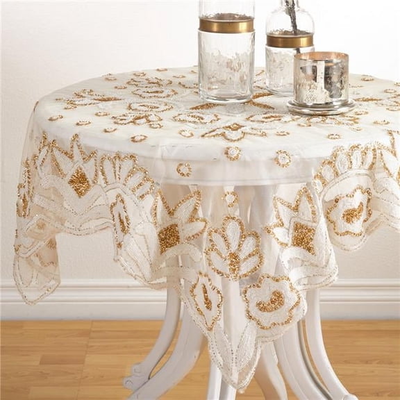 Saro Lifestyle Hand Beaded Design Tablecloth