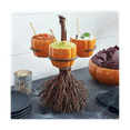 thumbnail image 2 of Cute Halloween Resin Pumpkin Bowls on Broom for Serving Fruit Salad Snacks Halloween, 2 of 7