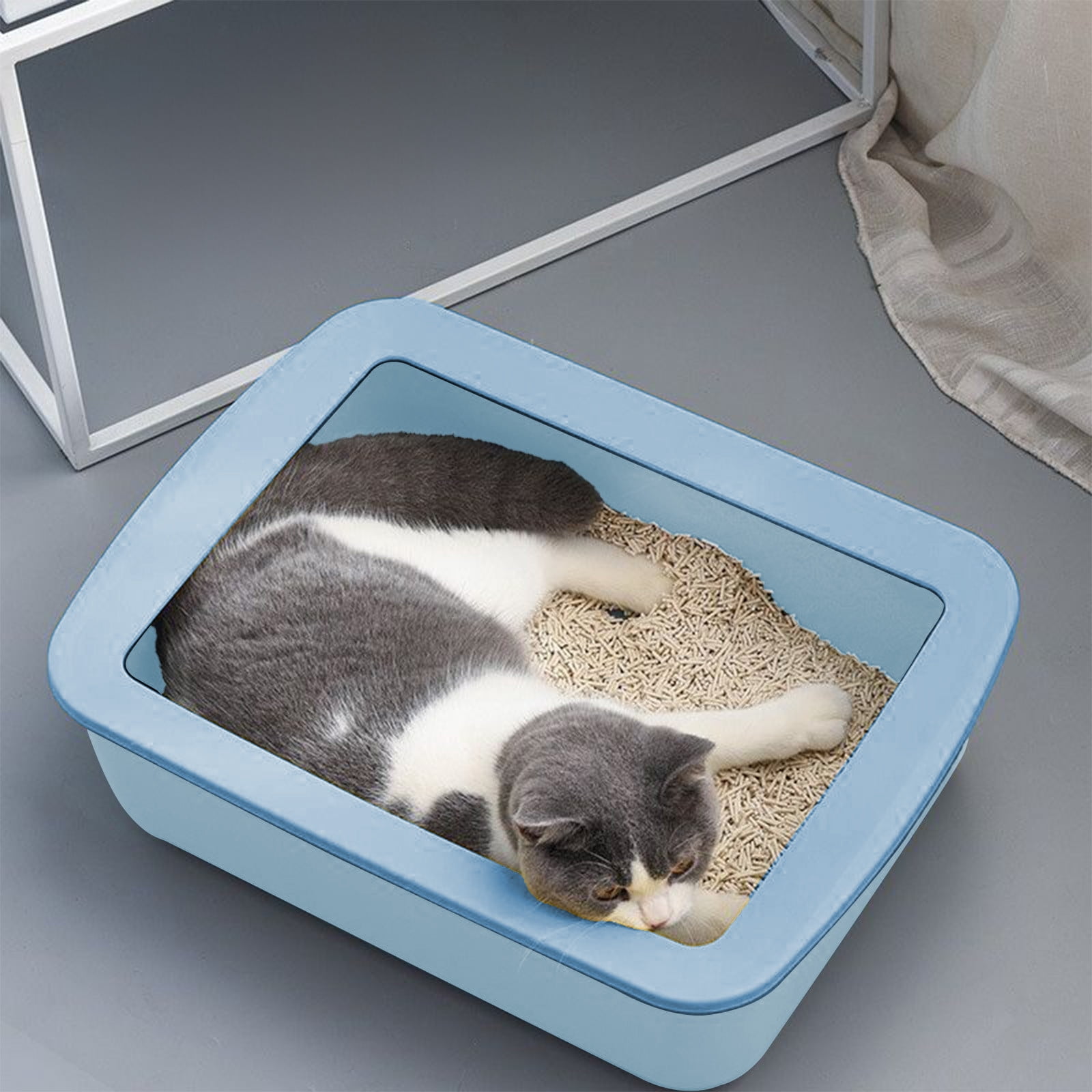Nsxcdh up to 60% off Gifts Spill-Proof Cats Litter Box Semi-Closed Cat Litter Pan, Odor Control, and Leak-Proof Design for Convenient Cat Care & Cleaning Holiday Gift Ideas & Budget Picks