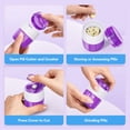 thumbnail image 6 of Pill Crusher and Cutter 3-in-1, Stainless Steel Grinder for Fine Powder with Storage Container, Purple, 6 of 8