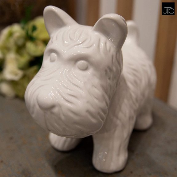 Strath Standing Welsh Terrier Figurine – Realistic Dog Statue, Handcrafted Collectible Home Decor, Terrier Dog Showpiece, Gift for Dog Lovers-White