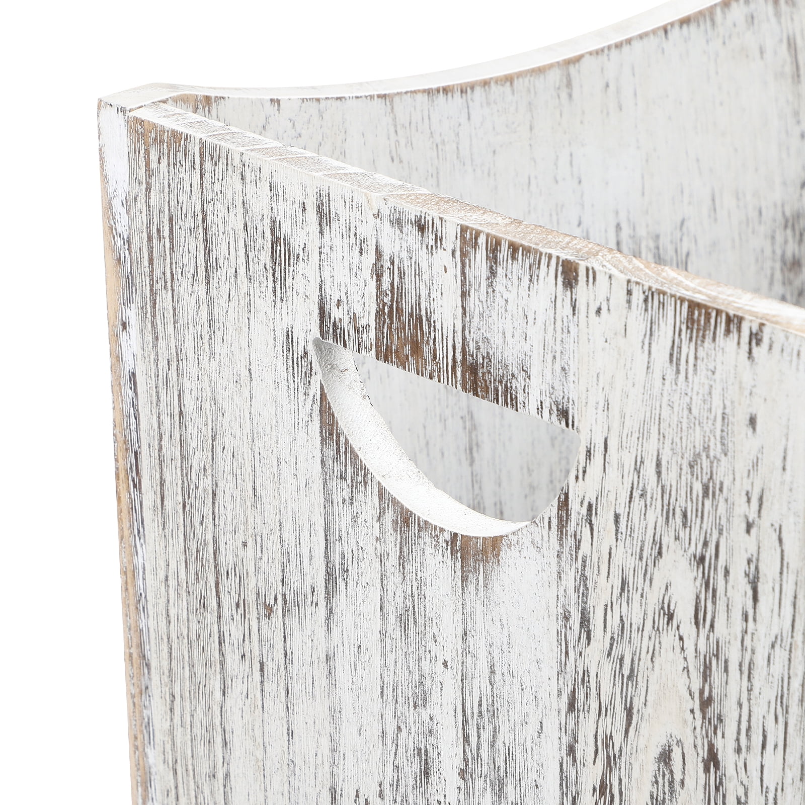 5.3 Gallon Rustic Wood Trash Can Wastebasket with Handles, White-Brown, Set of 2