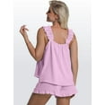 thumbnail image 6 of DAKIMOE Womens Pajamas Set 2 Piece Ruffle Pj Soft Tank Top and Shorts Sleepwear Lounge Sets for Women Set Sleeveless Bridal Pajama Sets for Christmas, S-2XL, 6 of 8