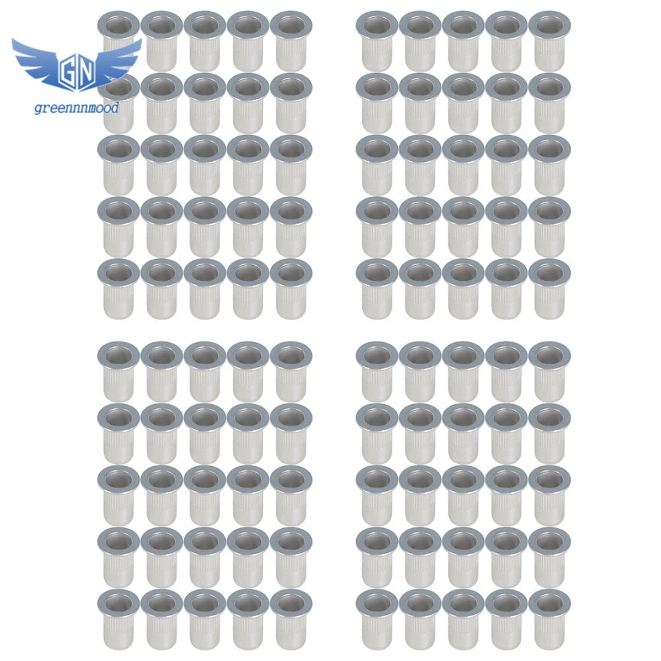 CIRCLE- M6 6Mm Flat Head Aluminum Rivet Nut Rivnut Insert Nut Pack Of 100