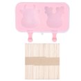 thumbnail image 1 of Molde de silicona de grado alimenticio para helado, 2 rejillas con tapa y 50 palitos, diseño de cabezas de vaca y ciervo, divertido bricolaje para el hogar, 1 of 8
