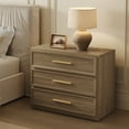 thumbnail image 6 of SICOTAS 31.3" W 3-Drawer Nightstand Set of 3 with Oversized Large Storage , Modern Night Stands Bedside Table with Adjustable Feet & Gold Handles for Bedroom Living Room Entryway, Walnut, 6 of 7