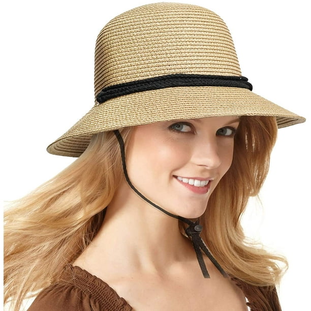 Womens Wide Brim Sun-hat Summer Straw Hat Beach Sun Hats For Women Yiailnter Other Medium: 22.1-22.6