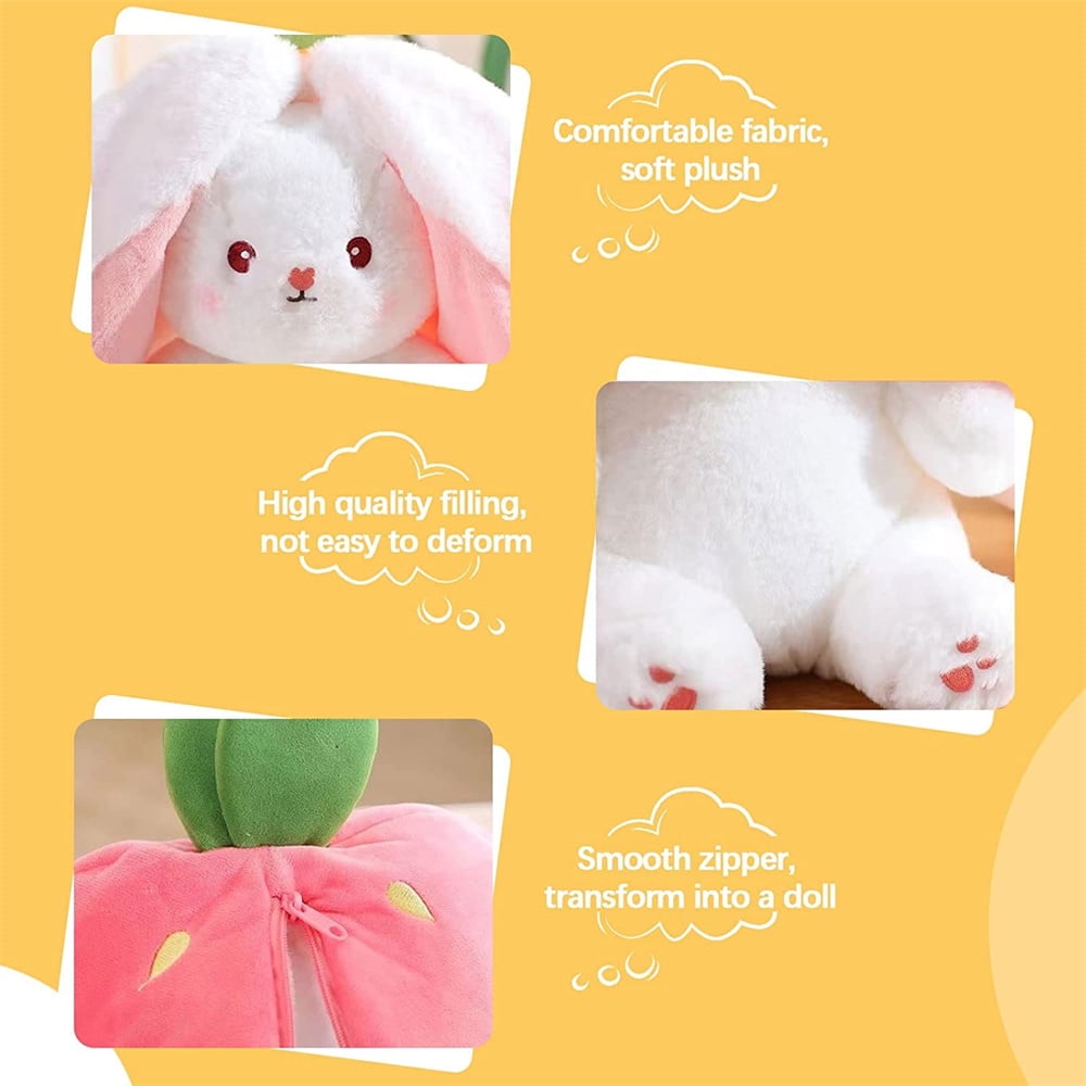 Nekko Soft Toys Unique Zipper Reversible Strawberry Bunny Soft Toy for Kids  Playing Birthday Gift, Cute Rabbit Sofa Pillow, Easter Bunny Stuffed Animal  Pink : : Toys & Games