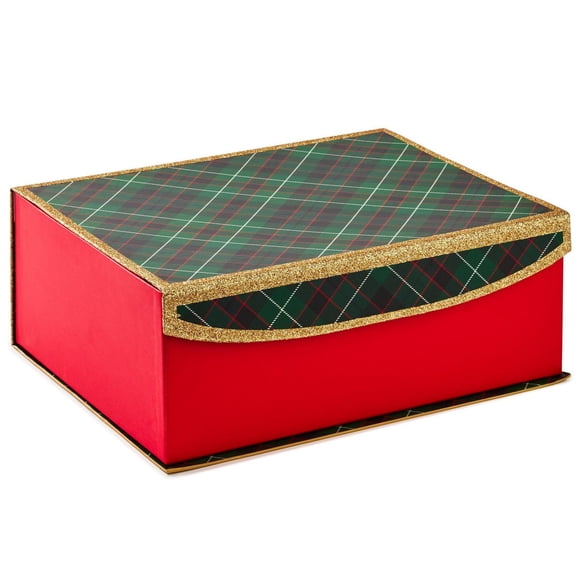 Hallmark 14" Large Holiday Gift Box (Green Plaid)