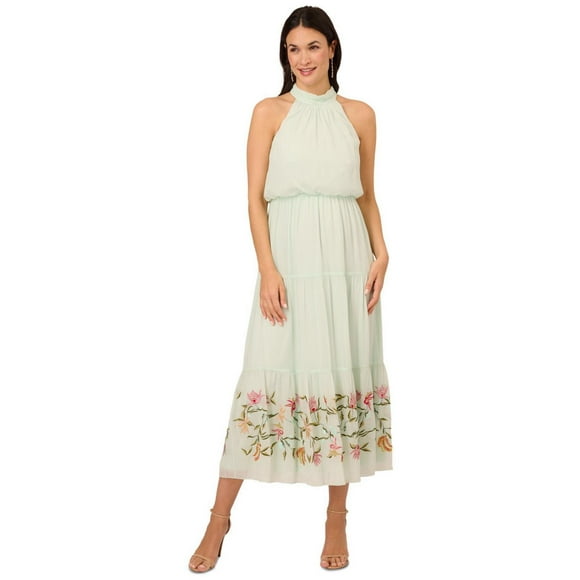 Adrianna Papell Robe Maxi en Chiffon pour Femmes, Verte, 2