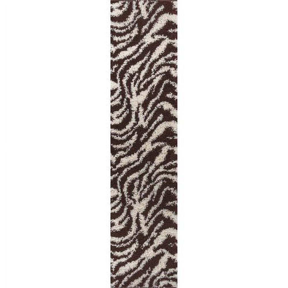 Well Woven Madison Shag Safari Zebra Animal Print Thick Shag 3'3" x 5'3" Area Rug