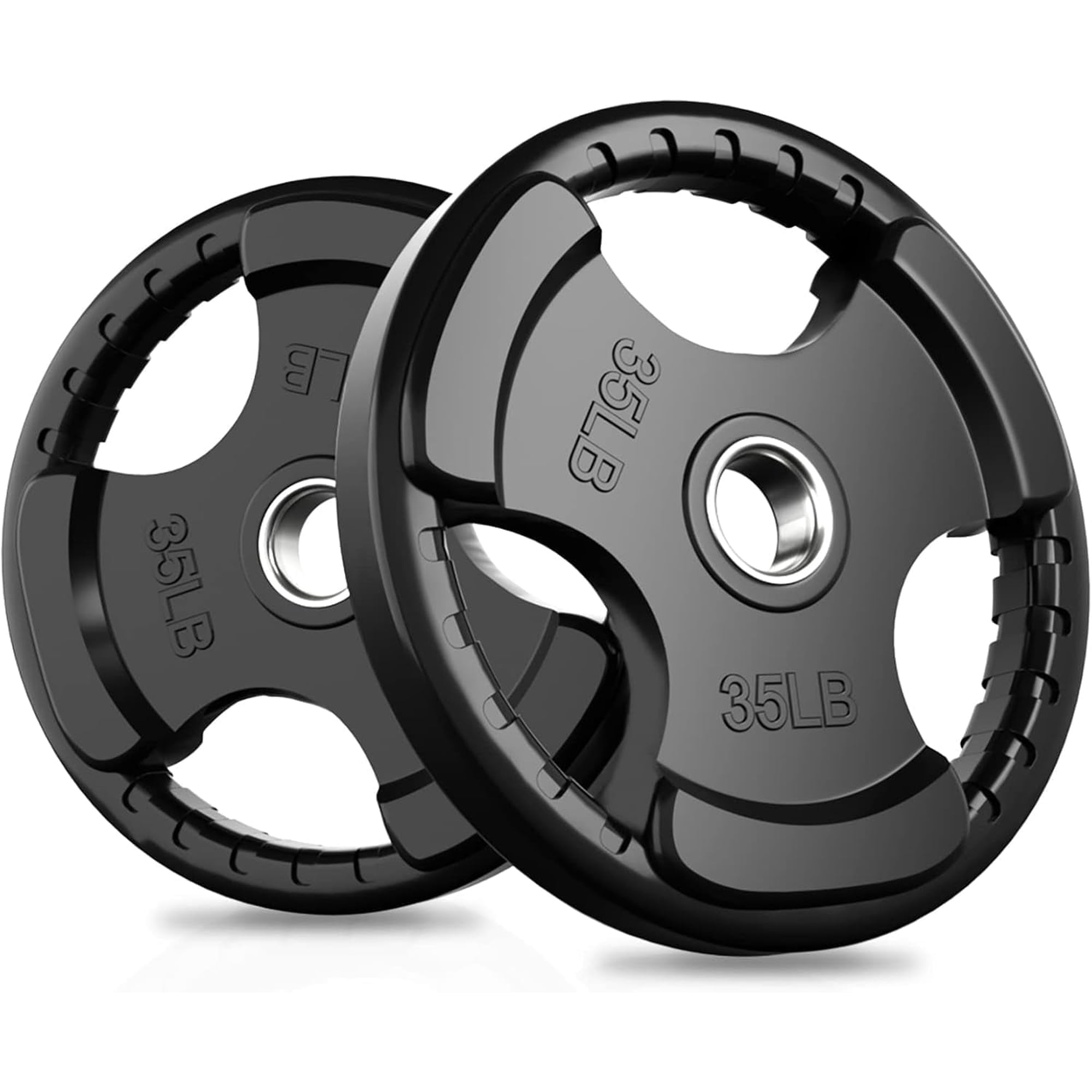 RitFit 35 Lbs Rubber Olympic Weights Plates Barbell Set of 2, 2 In. Rubber Weight Plates for Weightlifting and Strength Training in Home and Gym