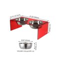thumbnail image 7 of THE LICKER STORE Keaton 7.5" Medium/Large Modern Acrylic Rectangular Elevated Pet Feeder with 54oz 2-Stainless Steel Bowls, Red/Chrome, DBL2001H, 7 of 7